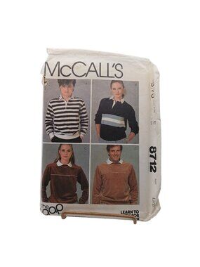 McCalls 8712 The Gap Pullover Vintage Sewing Pattern Large 1980s Unisex Casual